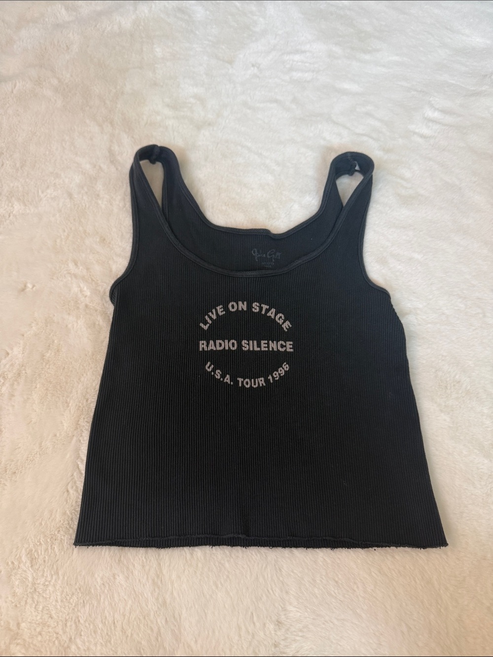 Brandy Melville Black 'Radio Silence' Ribbed Tank Top